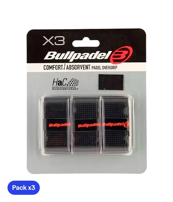 Overgrip Bullpadel GB1201 Comfort/Assorbente Nero (Pacchetto x3)