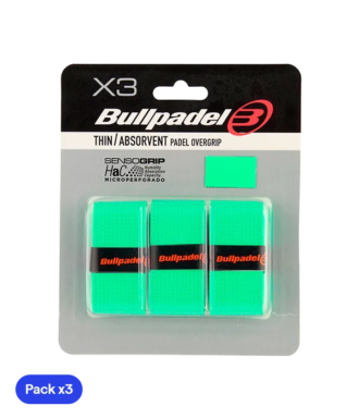 Overgrip Bullpadel GB1705 Sottile/Assorbente Verde (Pacchetto x3)