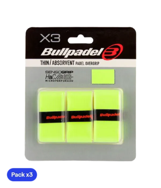 Overgrip Bullpadel GB1705 Sottile/Assorbente Giallo Fluoro (Pacchetto x3)